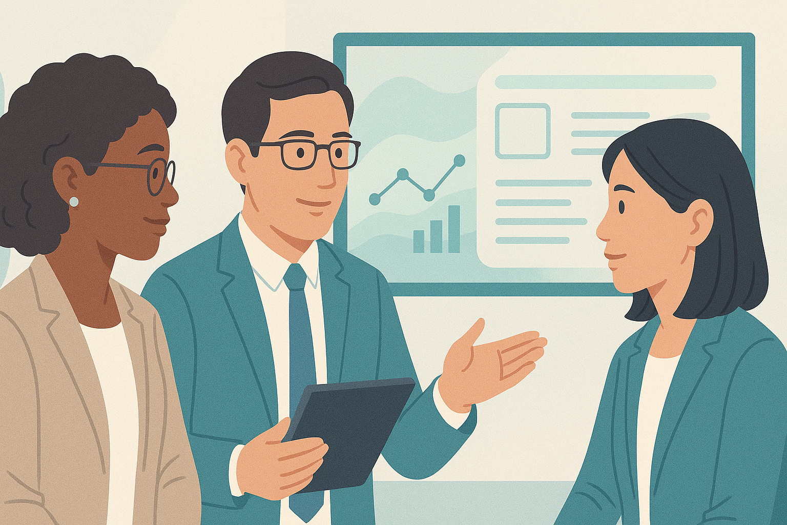 Banner showing therapists collaborating, possibly with Myndgard interface elements